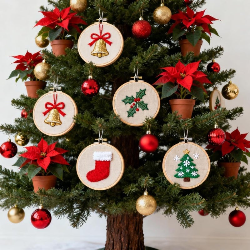 Norwex 12 Pieces 4 Inch Embroidery Hoops Adjustable Wooden Circle Cross Stitch Hoop Ring for Art Craft Handy Sewing and Christmas Ornaments - Image 5